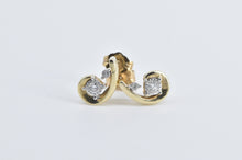 Load image into Gallery viewer, 10K Diamond Curved Loop Swirl Fashion Stud Earrings Yellow Gold