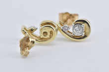 Load image into Gallery viewer, 10K Diamond Curved Loop Swirl Fashion Stud Earrings Yellow Gold