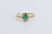 Load image into Gallery viewer, 14K Emerald Natural Diamond Halo Engagement Ring Yellow Gold