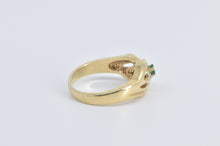 Load image into Gallery viewer, 14K Wavy Ruby Emerald Diamond Curvy Fashion Ring Yellow Gold