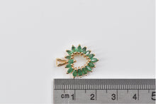 Load image into Gallery viewer, 14K Marquise Emerald Vintage Heart Love Symbol Pendant Yellow Gold