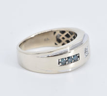 Load image into Gallery viewer, 10K Natural White Treated Blue Diamond Wedding Band Ring White Gold
