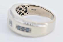 Load image into Gallery viewer, 10K Natural White Treated Blue Diamond Wedding Band Ring White Gold