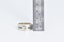 Load image into Gallery viewer, 10K Natural White Treated Blue Diamond Wedding Band Ring White Gold
