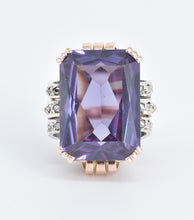 Load image into Gallery viewer, 14K 1930's Amethyst Natural Diamond Cocktail Ring Rose Gold