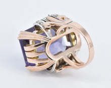 Load image into Gallery viewer, 14K 1930's Amethyst Natural Diamond Cocktail Ring Rose Gold