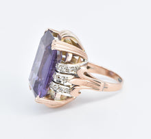 Load image into Gallery viewer, 14K 1930's Amethyst Natural Diamond Cocktail Ring Rose Gold