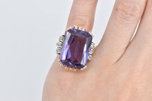 Load image into Gallery viewer, 14K 1930's Amethyst Natural Diamond Cocktail Ring Rose Gold