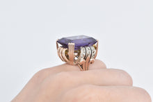 Load image into Gallery viewer, 14K 1930's Amethyst Natural Diamond Cocktail Ring Rose Gold