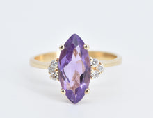 Load image into Gallery viewer, 14K Marquise Amethyst Natural Diamond Cluster Ring Yellow Gold