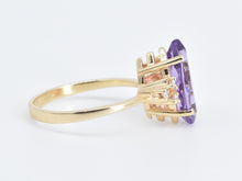 Load image into Gallery viewer, 14K Marquise Amethyst Natural Diamond Cluster Ring Yellow Gold