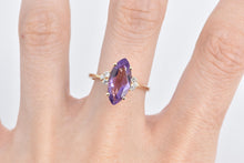 Load image into Gallery viewer, 14K Marquise Amethyst Natural Diamond Cluster Ring Yellow Gold