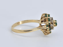 Load image into Gallery viewer, 14K 0.86 Ctw Natural Emerald Diamond Cocktail Ring Yellow Gold