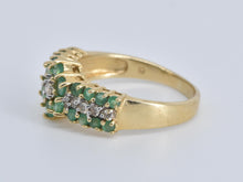 Load image into Gallery viewer, 14K 1.10 Ctw Emerald Flower Natural Diamond Ring Yellow Gold