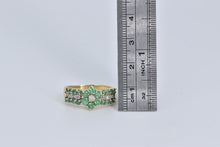 Load image into Gallery viewer, 14K 1.10 Ctw Emerald Flower Natural Diamond Ring Yellow Gold