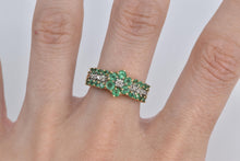 Load image into Gallery viewer, 14K 1.10 Ctw Emerald Flower Natural Diamond Ring Yellow Gold