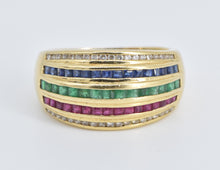Load image into Gallery viewer, 14K 0.95Ctw Natural Diamond Emerald Ruby Sapphire Ring Yellow Gold