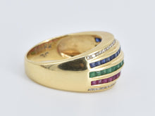 Load image into Gallery viewer, 14K 0.95Ctw Natural Diamond Emerald Ruby Sapphire Ring Yellow Gold
