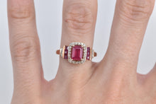 Load image into Gallery viewer, 14K 1.75 Ctw Syn Ruby Diamond Halo Engagement Ring Rose Gold