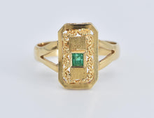 Load image into Gallery viewer, 18K Natural Emerald Ornate Etruscan Revival Ring Yellow Gold