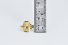 Load image into Gallery viewer, 18K Natural Emerald Ornate Etruscan Revival Ring Yellow Gold