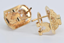 Load image into Gallery viewer, 18K Natural Emerald Ornate Etruscan Revival Earrings Yellow Gold