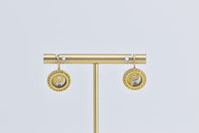Load image into Gallery viewer, 18K Platinum Diamond Amethyst Yin Yang Dangle Earrings Yellow Gold