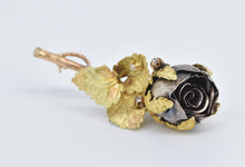 Load image into Gallery viewer, 14K 3D Sterling Silver Two Tone Rose Diamond Flower Pin/Brooch Yellow Gold