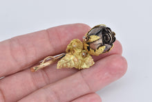 Load image into Gallery viewer, 14K 3D Sterling Silver Two Tone Rose Diamond Flower Pin/Brooch Yellow Gold