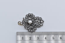 Load image into Gallery viewer, 10K Victorian Rose Cut Diamond Pearl Statement Pendant Yellow Gold