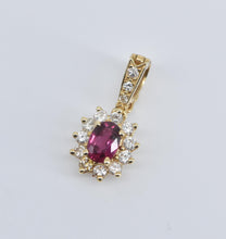 Load image into Gallery viewer, 14K 0.93 Ctw Oval Natural Ruby Diamond Halo Pendant Yellow Gold