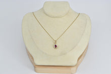 Load image into Gallery viewer, 14K 0.93 Ctw Oval Natural Ruby Diamond Halo Pendant Yellow Gold