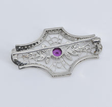 Load image into Gallery viewer, Platinum Garnet 0.70 Ctw Rose Natural Diamond Filigree Pin/Brooch
