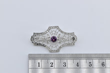 Load image into Gallery viewer, Platinum Garnet 0.70 Ctw Rose Natural Diamond Filigree Pin/Brooch