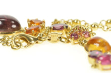 Load image into Gallery viewer, 18K Tourmaline Citrine Floral Drop Statement Necklace 17" Yellow Gold