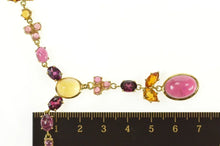 Load image into Gallery viewer, 18K Tourmaline Citrine Floral Drop Statement Necklace 17" Yellow Gold