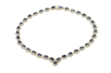 Load image into Gallery viewer, 14K 36.12 Ctw Natural Sapphire Diamond Halo Necklace 16.25" White Gold