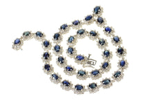 Load image into Gallery viewer, 14K 36.12 Ctw Natural Sapphire Diamond Halo Necklace 16.25" White Gold