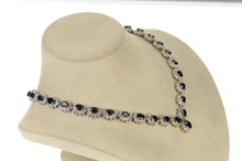 Load image into Gallery viewer, 14K 36.12 Ctw Natural Sapphire Diamond Halo Necklace 16.25" White Gold