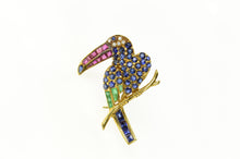 Load image into Gallery viewer, 18K Sapphire Diamond Ruby Emerald Parrot Pin/Brooch Yellow Gold