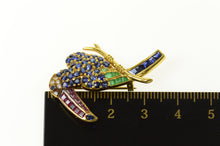 Load image into Gallery viewer, 18K Sapphire Diamond Ruby Emerald Parrot Pin/Brooch Yellow Gold