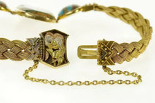 Load image into Gallery viewer, 18K Elaborate Turquoise Woven Braided Chain Bracelet 8" Yellow Gold