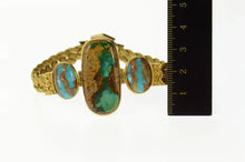 Load image into Gallery viewer, 18K Elaborate Turquoise Woven Braided Chain Bracelet 8" Yellow Gold