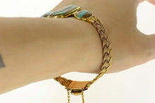 Load image into Gallery viewer, 18K Elaborate Turquoise Woven Braided Chain Bracelet 8" Yellow Gold