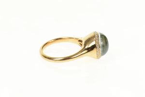 18K Almaza Designer Diamond Aquamarine Ring Size 6 Rose Gold