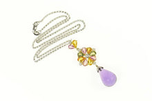Load image into Gallery viewer, 18K 19.11 Ctw Amethyst Drop Sapphire Diamond Necklace 16" White Gold