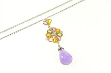 Load image into Gallery viewer, 18K 19.11 Ctw Amethyst Drop Sapphire Diamond Necklace 16" White Gold