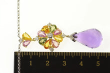 Load image into Gallery viewer, 18K 19.11 Ctw Amethyst Drop Sapphire Diamond Necklace 16" White Gold