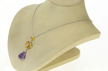 Load image into Gallery viewer, 18K 19.11 Ctw Amethyst Drop Sapphire Diamond Necklace 16" White Gold