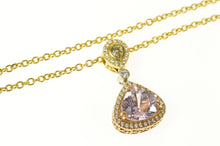 Load image into Gallery viewer, 14K 7.05 Ctw Morganite Diamond Halo Drop Necklace 17" Yellow Gold